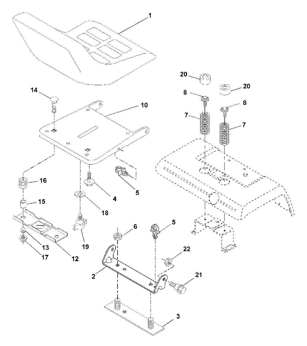 Seat Assembly Diagram and Parts List for GTH2550 (954567109-A)(2001-01) Husqvarna Lawn Tractor