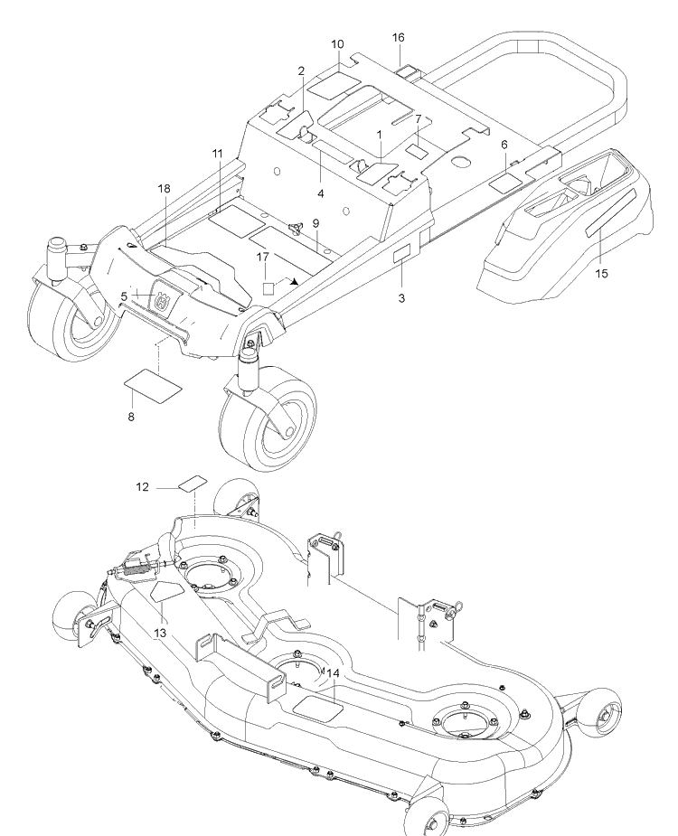 Decals Diagram and Parts List for Z254 (96766550100)(2017-02) Husqvarna Lawn Mower