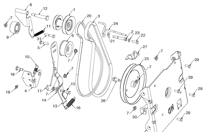 Chassis, Engine And Pulleys 2 Diagram and Parts List for ST327 (96193012700)(2018-03) Husqvarna Snow Blower
