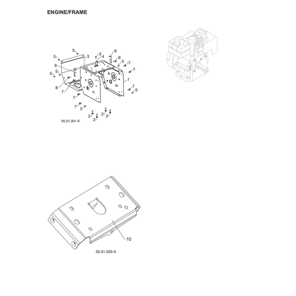 Engine/Frame Diagram and Parts List for 970528602  Husqvarna Snow Blower