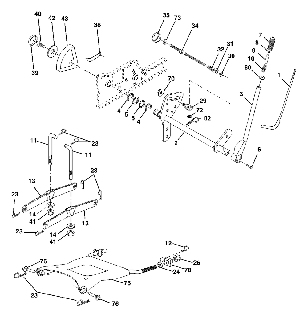 Lift Assembly Diagram and Parts List for GTH2350 (954568540-A)(2002-07) Husqvarna Lawn Tractor