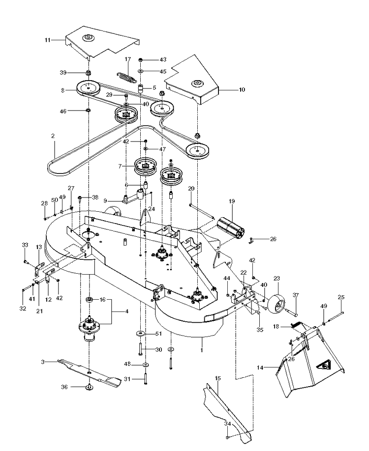 Mower Deck / Cutting Deck Diagram and Parts List for MZ6128 (966613103)(2013-01) Husqvarna Lawn Mower