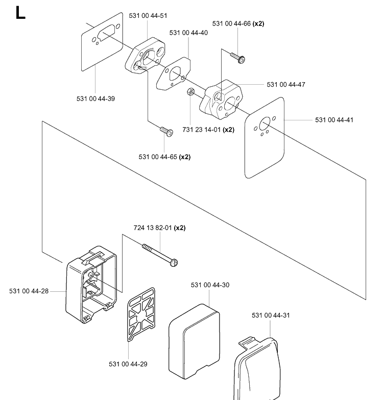 Air Filter Diagram and Parts List for 155B 20014000001-20041499999 Husqvarna Leaf Blower / Vacuum