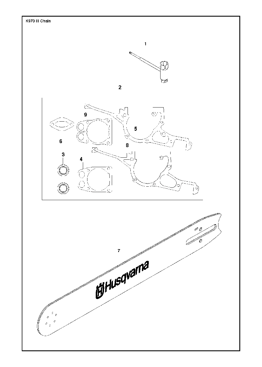 Tools Diagram and Parts List for K970IIICHAIN 2017-03 Husqvarna Circular Saw