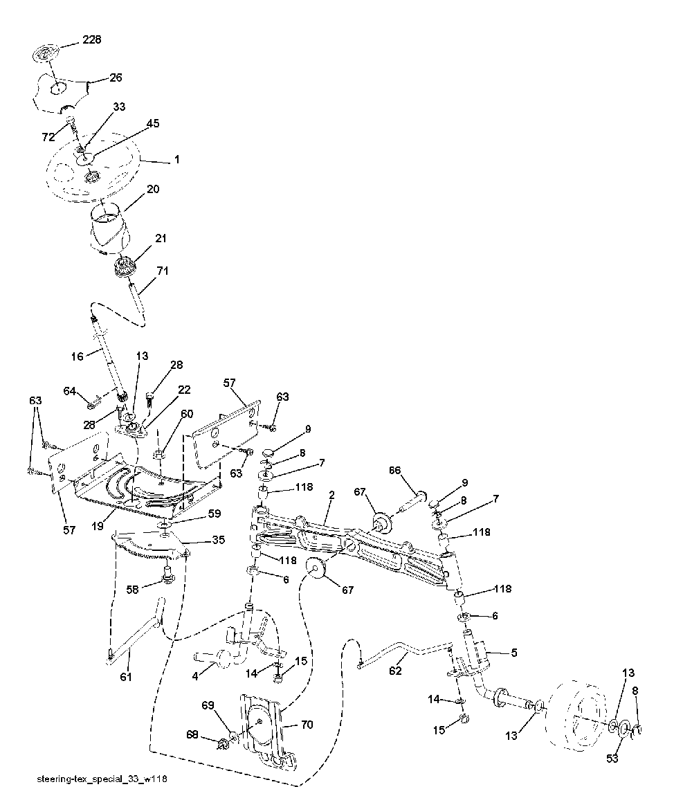 Steering Diagram and Parts List for LTH1742T (96041006702)(2009-03) Husqvarna Lawn Tractor