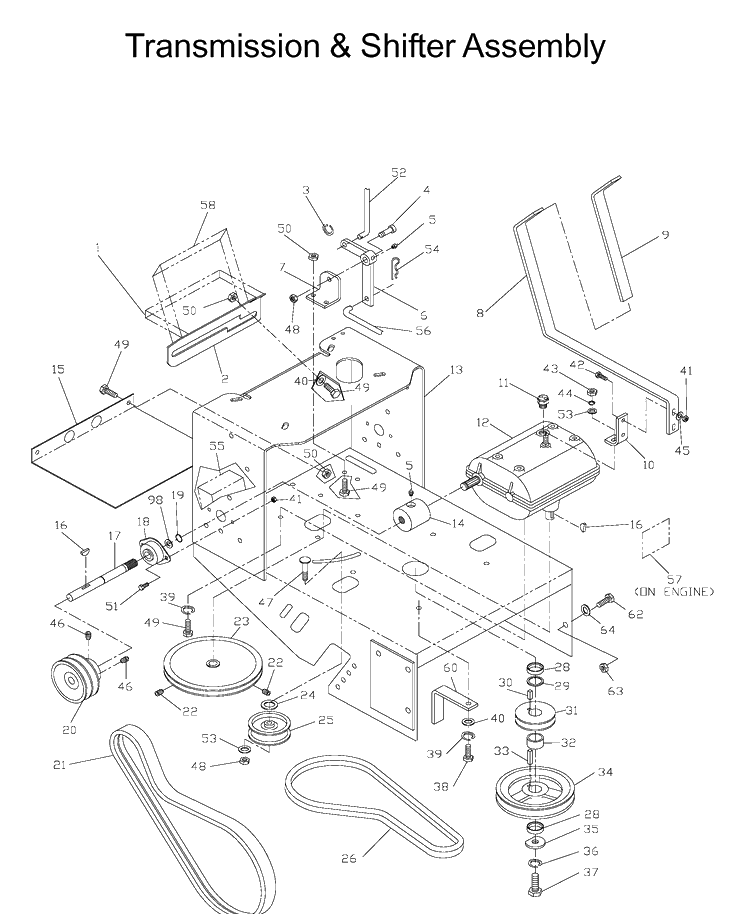 Transmission 2 Diagram and Parts List for WG3613P (968999116)(2005-11) Husqvarna Lawn Mower