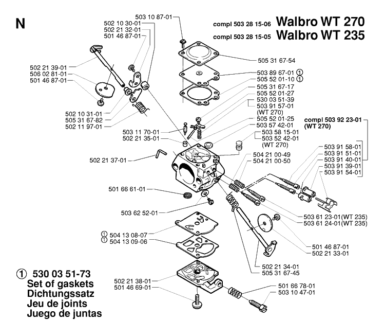 Carburetor Details Diagram and Parts List for 235P 19970500001-Current Husqvarna Pole Saw