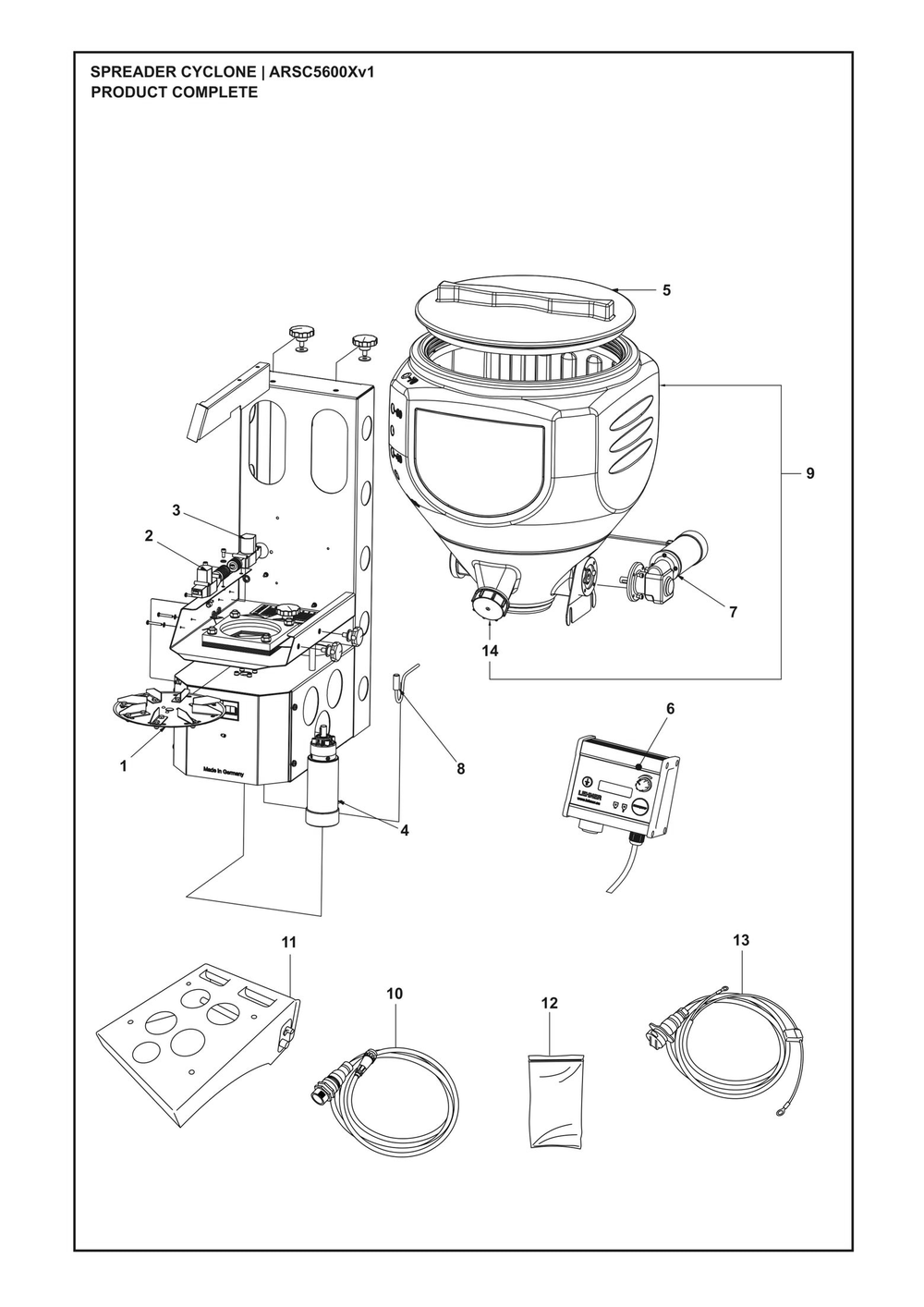 Complete Product Diagram and Parts List for ARSC5600XV1  Husqvarna Lawn Tractor Accessories