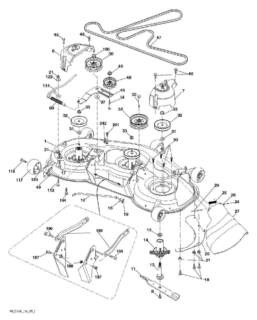 Mower Deck / Cutting Deck Diagram and Parts List for YTH2348 (917289570)(2012-02) Husqvarna Lawn Tractor