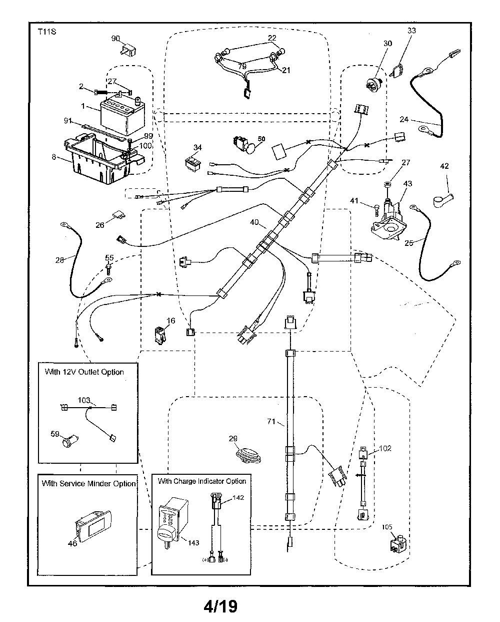 Electrical Diagram and Parts List for 917240443  Husqvarna Lawn Tractor