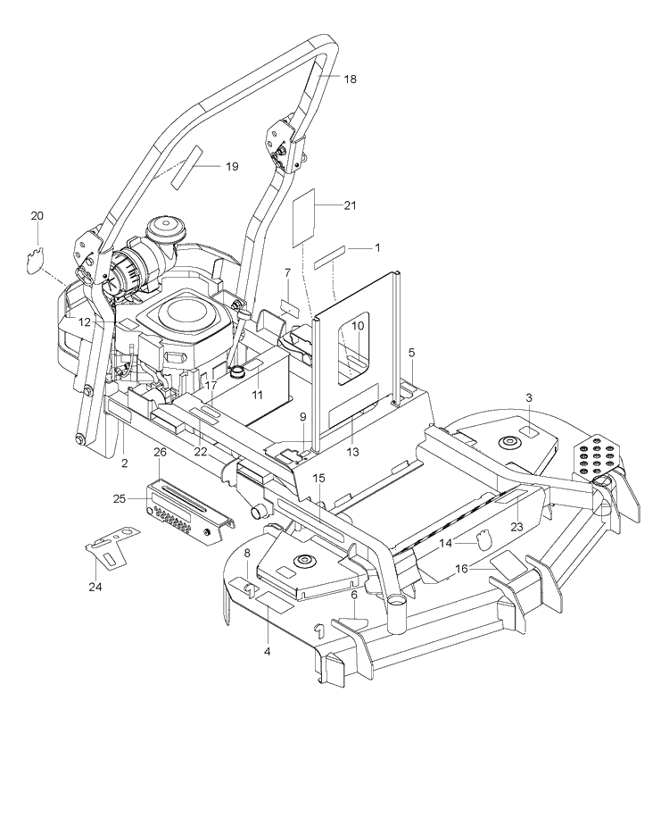 Decals Diagram and Parts List for PZ6034FX 2009-08 Husqvarna Lawn Mower
