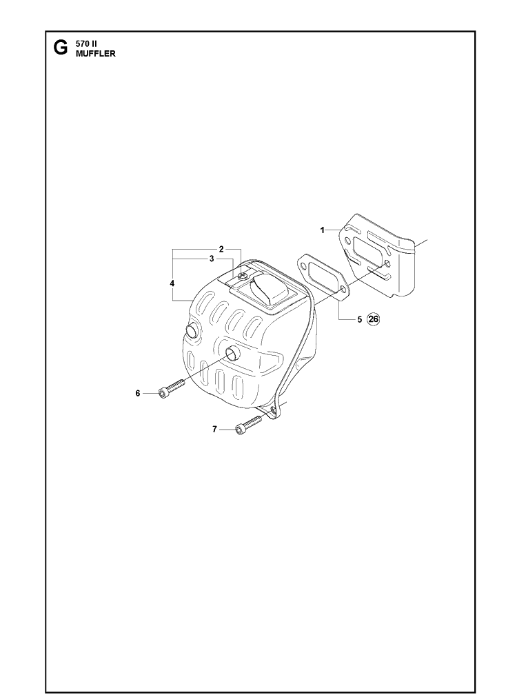 Muffler Diagram and Parts List for 570II 2017-06 Husqvarna Chainsaw