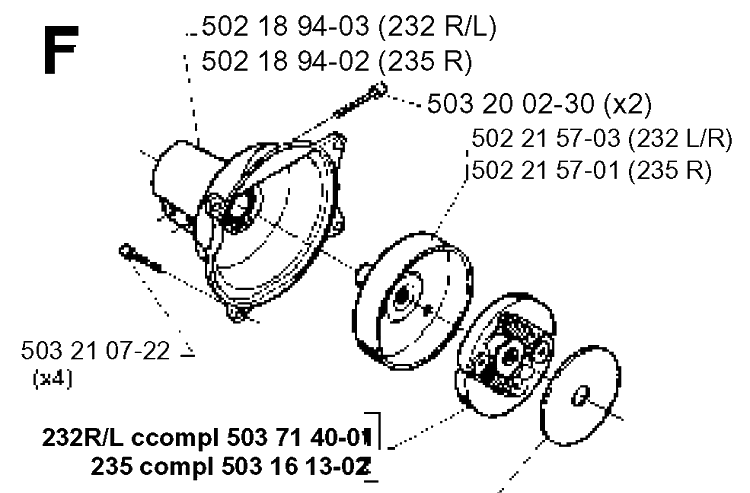 Clutch Diagram and Parts List for 232RCAT 19954500001-Current Husqvarna Brush Cutter