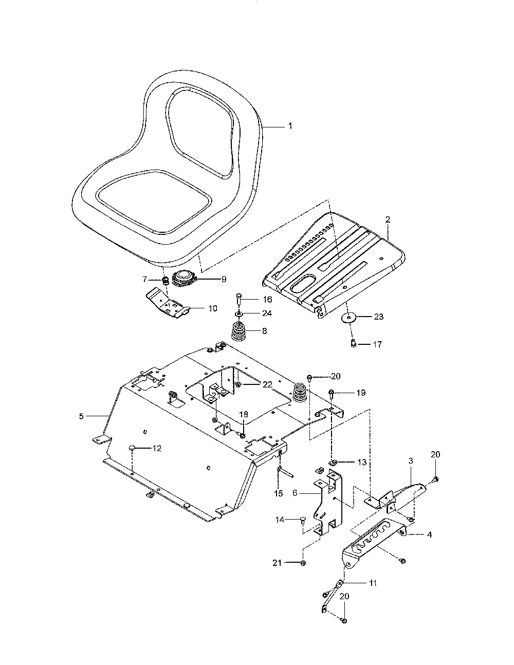 Seat Diagram and Parts List for 967262401-00  Husqvarna Lawn Mower
