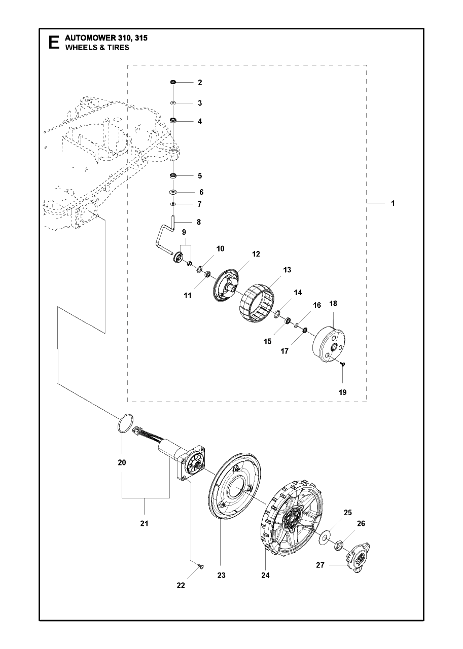 Wheels And Tires Diagram and Parts List for 315 2016-02 Husqvarna Lawn Mower