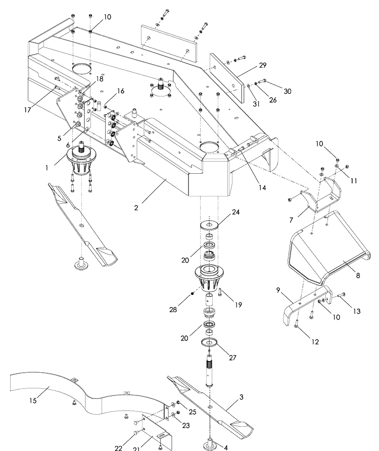 Lower Deck 2 Diagram and Parts List for WH5217 (966947003)(2008-10) Husqvarna Lawn Mower