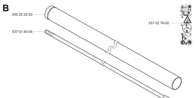 Shaft Diagram and Parts List for 265RX 20012600001-20023100000 Husqvarna Brush Cutter