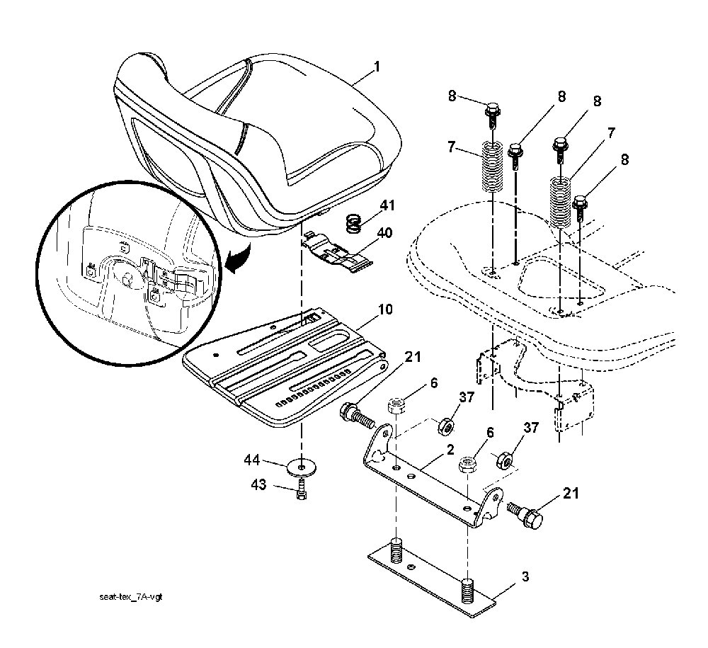 Seat Diagram and Parts List for YTH200TWIN (96041006401)(2009-02) Husqvarna Lawn Tractor