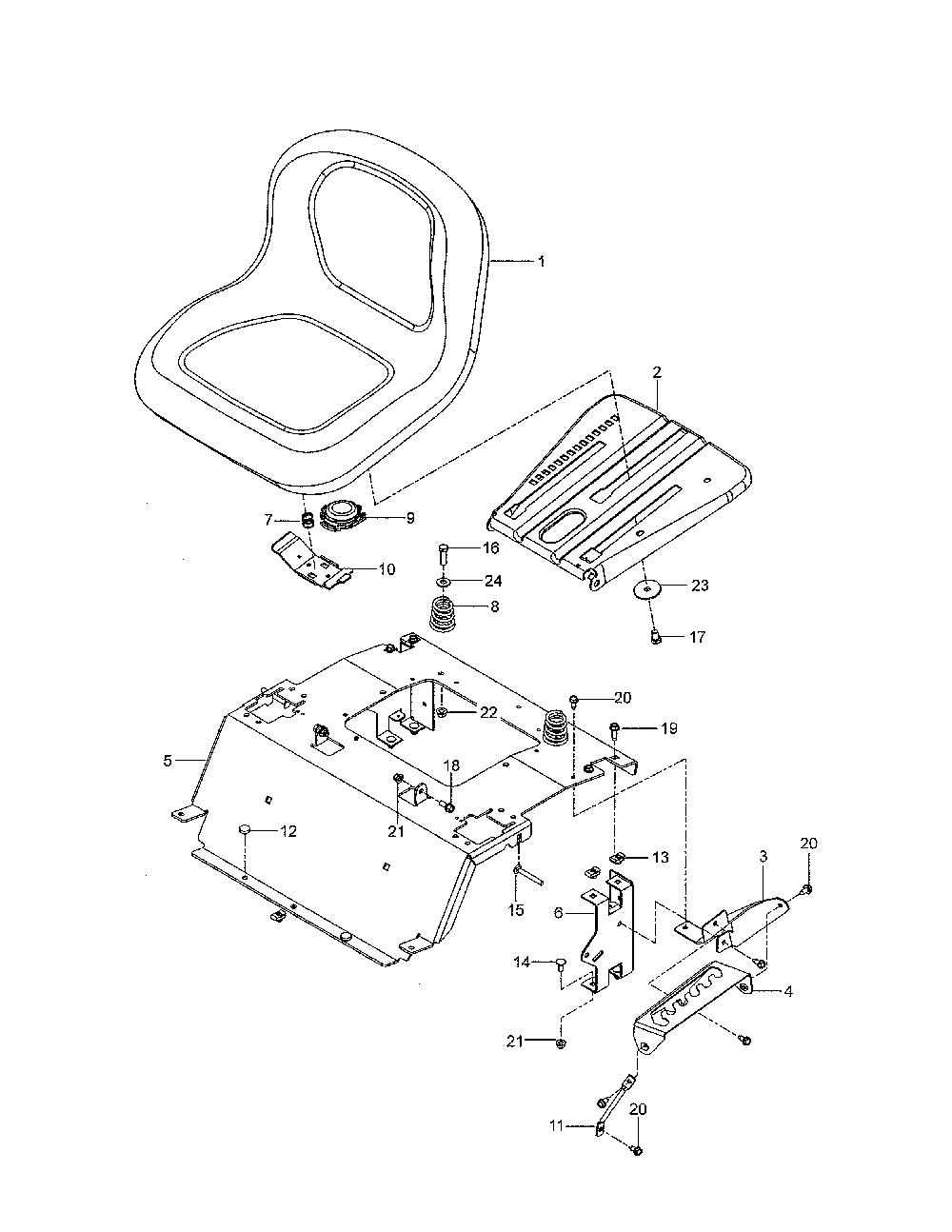 Seat Diagram and Parts List for 967638501-00  Husqvarna Lawn Mower