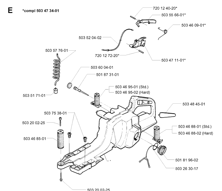 Fuel Tank Diagram and Parts List for 394XP 19980900001-Current Husqvarna Chainsaw