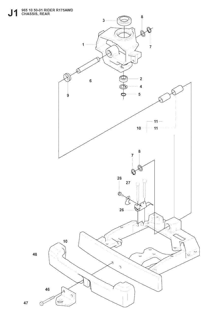 Transmission Diagram and Parts List for R175AWD (965105001)(2008-06) Husqvarna Lawn Tractor