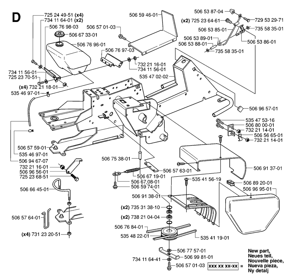Chassis / Frame Diagram and Parts List for R15-V2 (953533701)(2006-05) Husqvarna Lawn Tractor