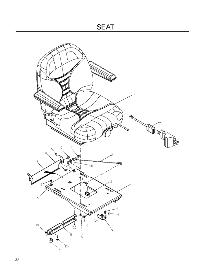 Seat Diagram and Parts List for IZ5223 (968999707)(2007-09) Husqvarna Lawn Mower