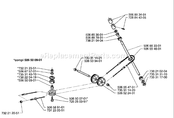 Page O Diagram and Parts List for RIDER1200 1996-08 Husqvarna Lawn Tractor