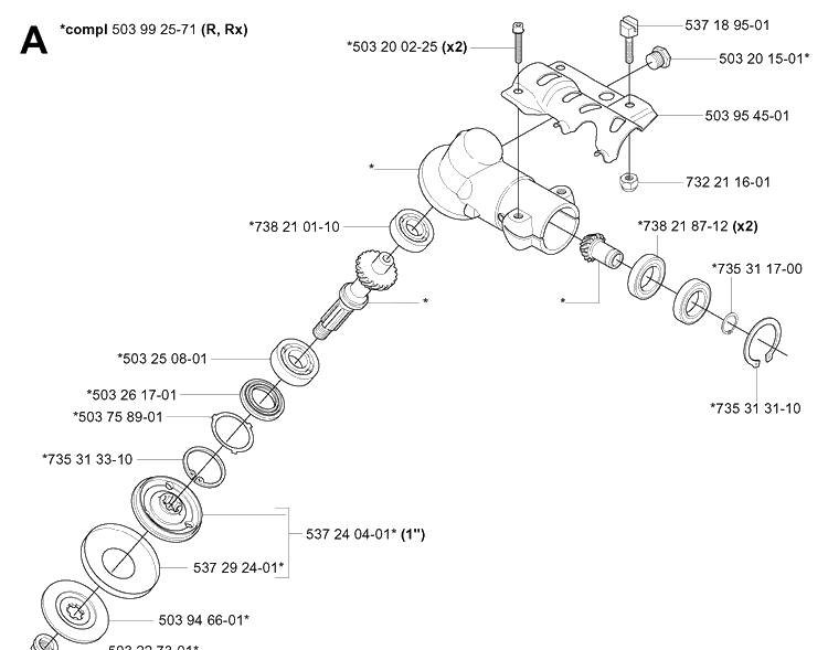 Bevel Gear 2 Diagram and Parts List for 343F 20043100001-20064000000 Husqvarna Brush Cutter