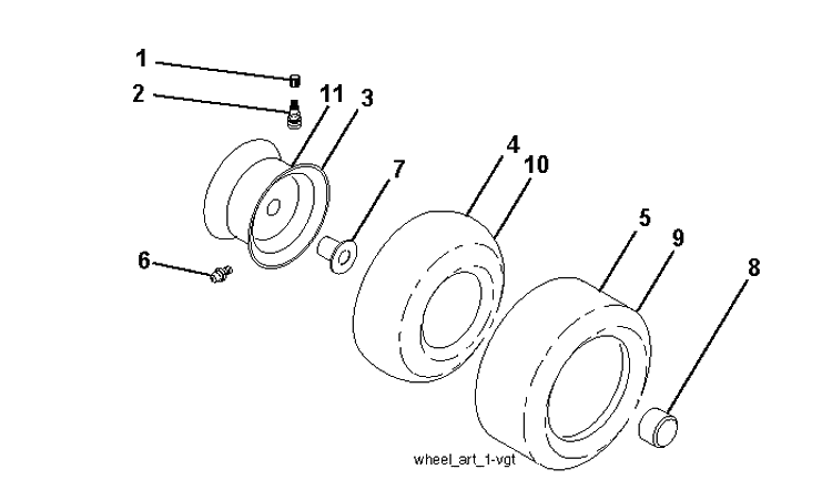Wheels And Tires Diagram and Parts List for YTH2042TD (96041005403)(2010-03) Husqvarna Lawn Tractor