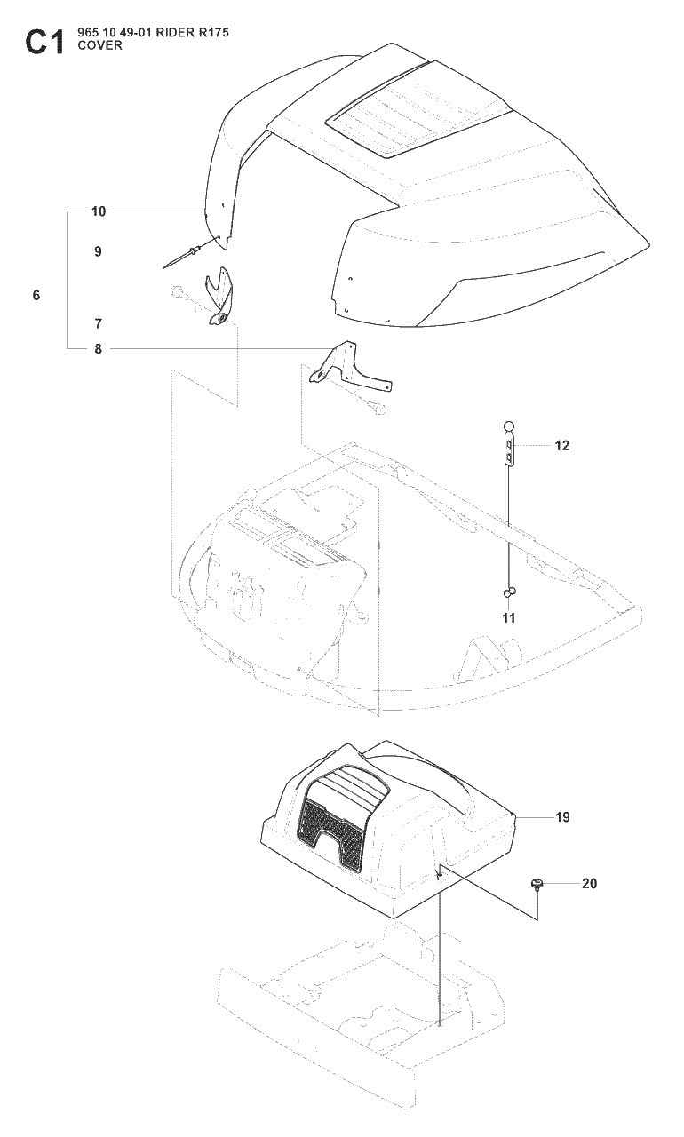 Cover Diagram and Parts List for R175 (965104901)(2008-06) Husqvarna Lawn Tractor