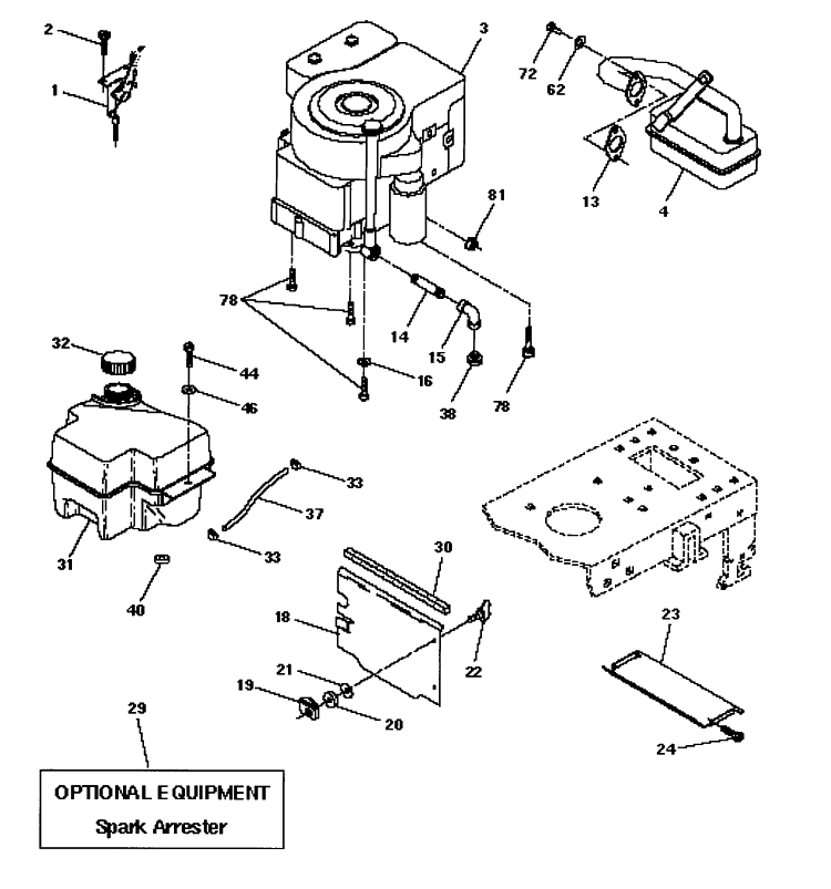 Engine Diagram and Parts List for LTH125 (HC125H42C)(954002721)(1996-04) Husqvarna Lawn Mower