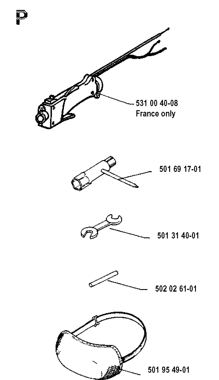 Accessories Diagram and Parts List for 125RB 19904400001-19931400000 Husqvarna Brush Cutter