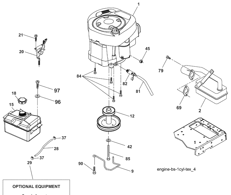 Engine Diagram and Parts List for LTH1538 (96043003802)(2008-04) Husqvarna Lawn Mower