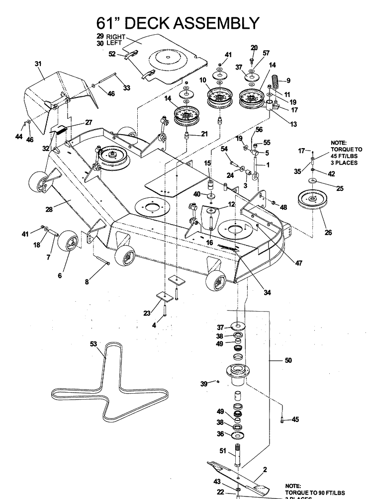 61 Inch/155cm Cutting Deck Diagram and Parts List for IZ5223 (968999526)(2006-08) Husqvarna Lawn Mower