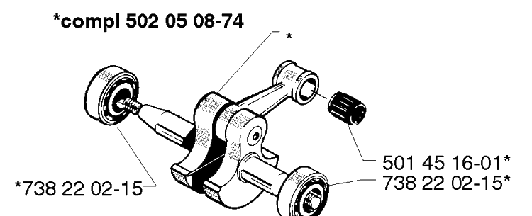 Crankshaft Diagram and Parts List for 250R 1999-04 Husqvarna Brush Cutter