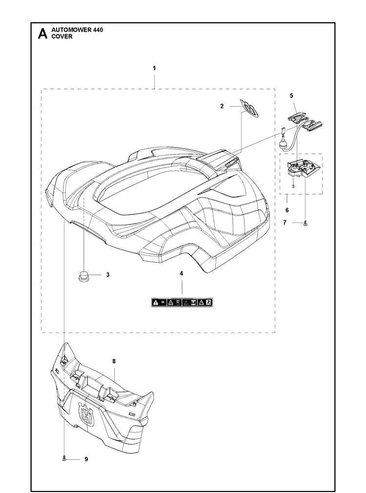 Cover Diagram and Parts List for 440 2019 Husqvarna Lawn Mower