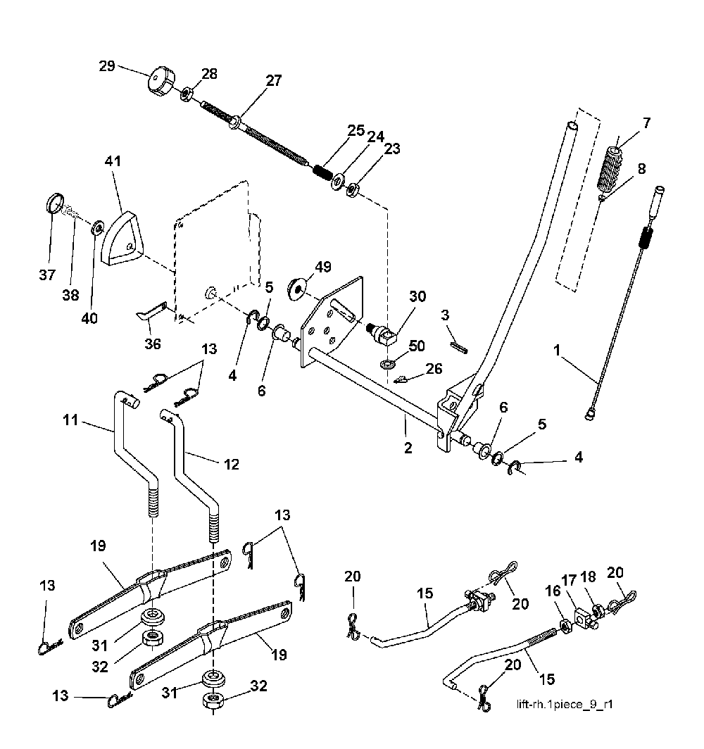 Mower Lift / Deck Lift Diagram and Parts List for CTH150 (TWIN, 96061026100)(2010-01) Husqvarna Lawn Tractor