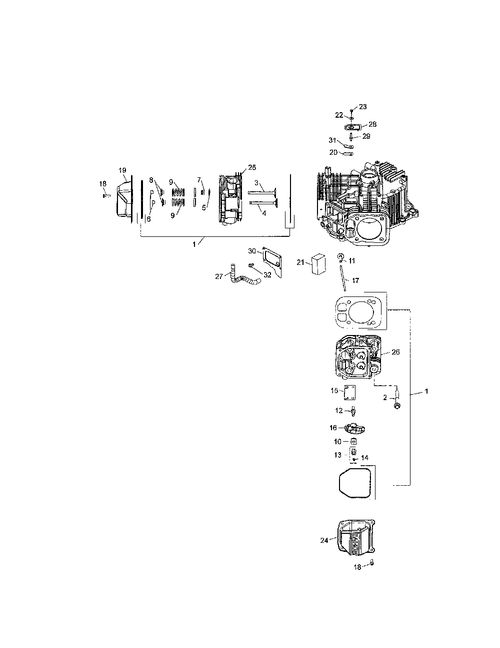 Cylinder head Diagram and Parts List for 96045004700  Husqvarna Lawn Tractor
