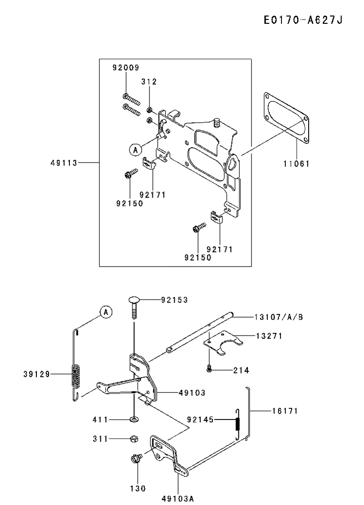 Controls Diagram and Parts List for FX921V-DS06 2017-09 Husqvarna Engine