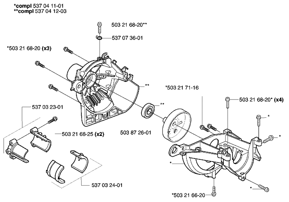 Crankcase Diagram and Parts List for 325CX 2002-01 Husqvarna Trimmer