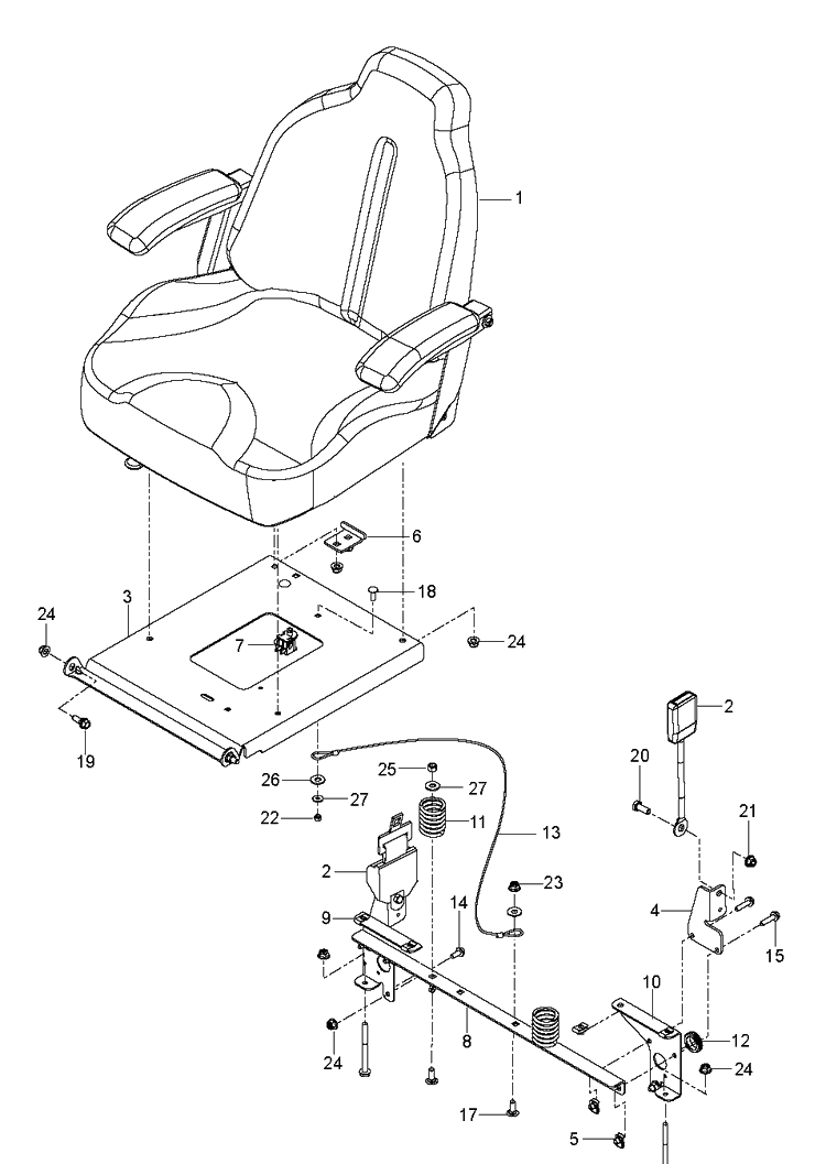 Seat Diagram and Parts List for M-ZT61 (96717701001)(2019-02) Husqvarna Lawn Mower