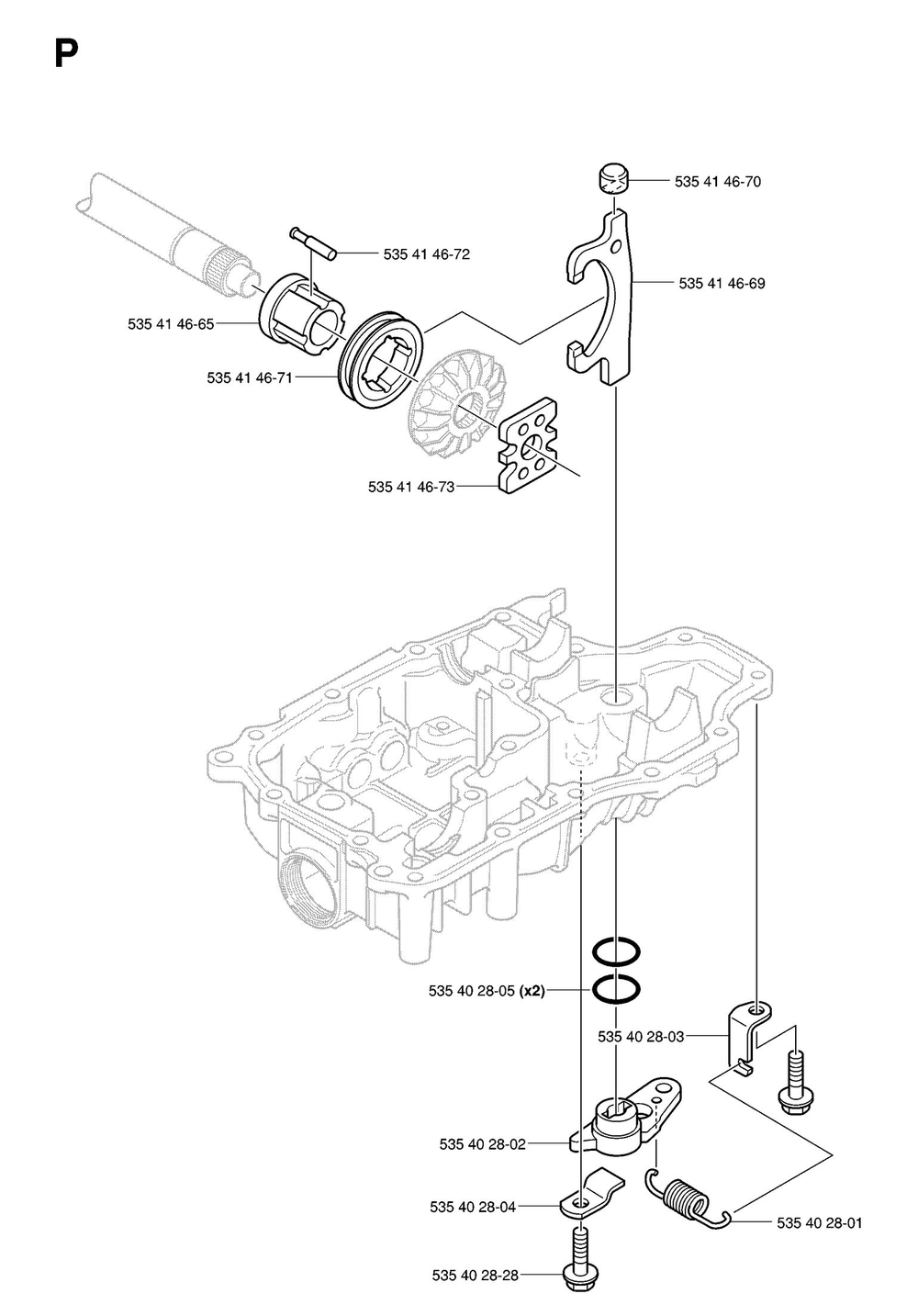Differential Lock Diagram and Parts List for K66M 2004 Husqvarna Engine