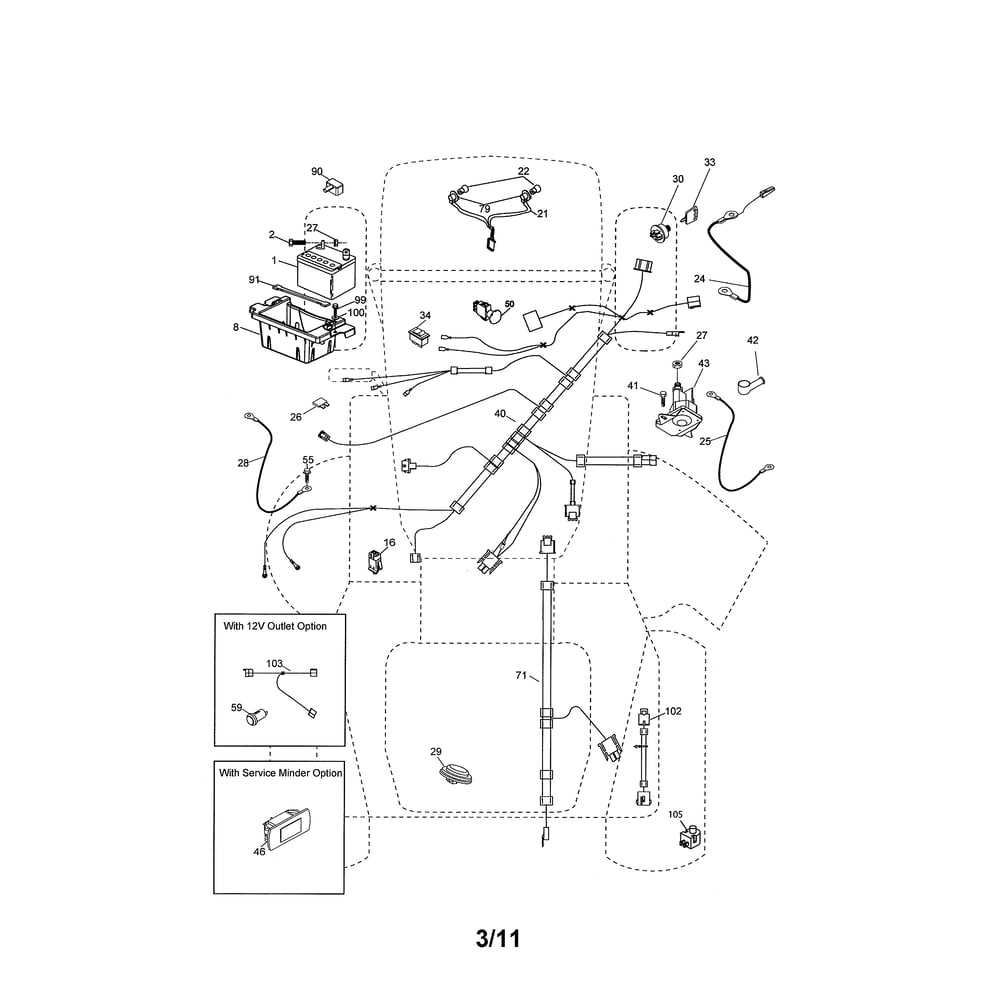 Electrical Diagram and Parts List for YTH2348-917240440  Husqvarna Lawn Tractor