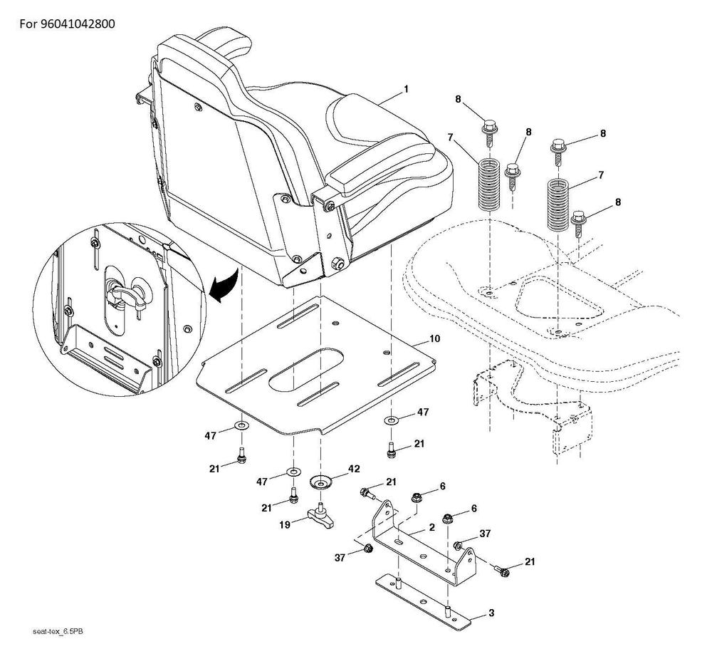 Seat Diagram and Parts List for TS354-2022  Husqvarna Lawn Tractor