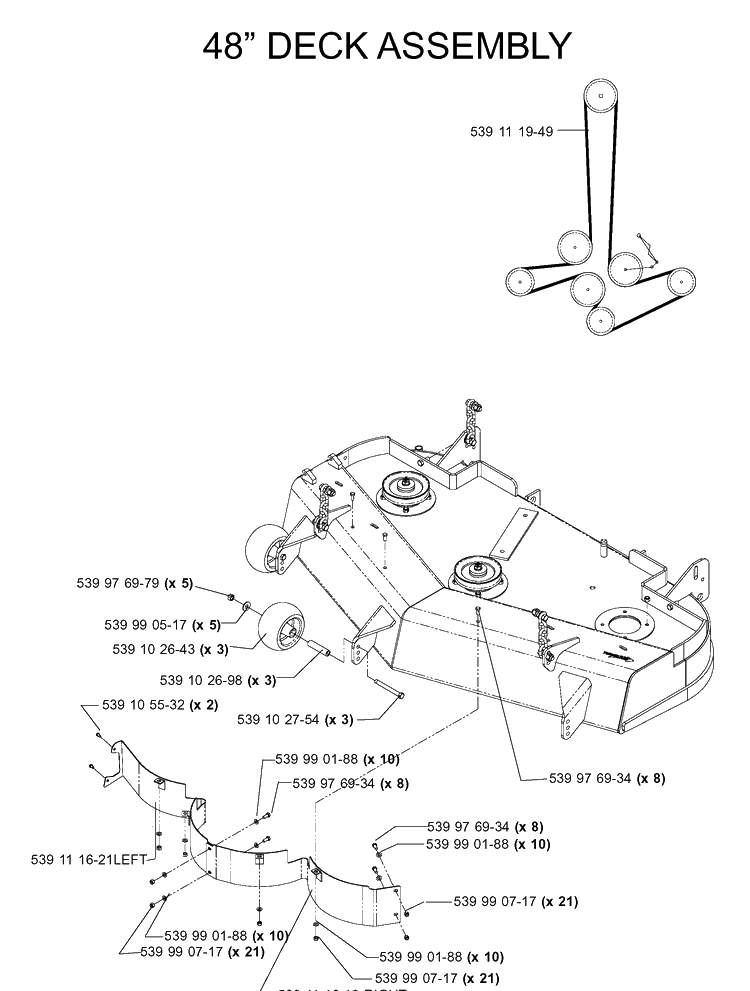 48 Inch/122cm Cutting Deck 2 Diagram and Parts List for IZ5223 (968999258)(2005-12) Husqvarna Lawn Mower