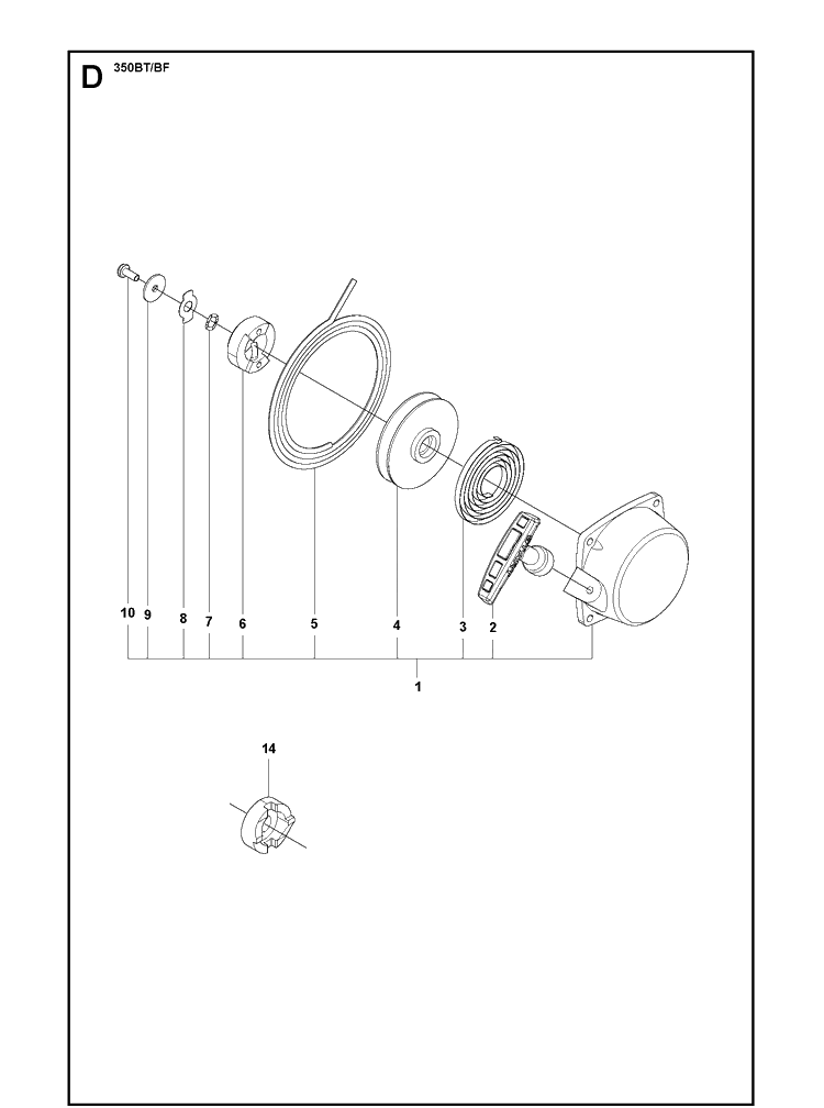 Starter 2 Diagram and Parts List for 350BT  Husqvarna Leaf Blower / Vacuum