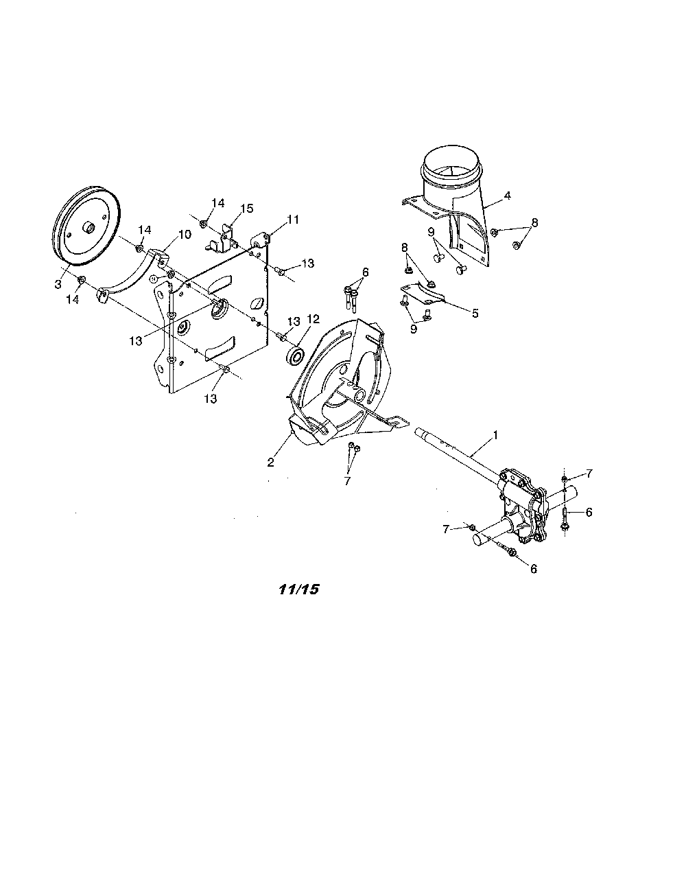 Gearbox/impeller Diagram and Parts List for ST227P-96193009702  Husqvarna Snow Blower
