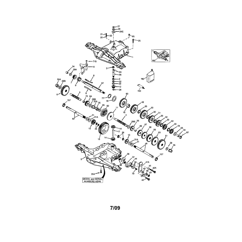 Transaxle Diagram and Parts List for 917280020  Husqvarna Lawn Tractor