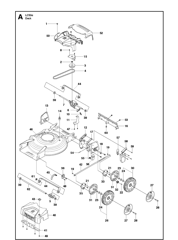 Mower Deck / Cutting Deck Diagram and Parts List for LC53E  Husqvarna Lawn Mower